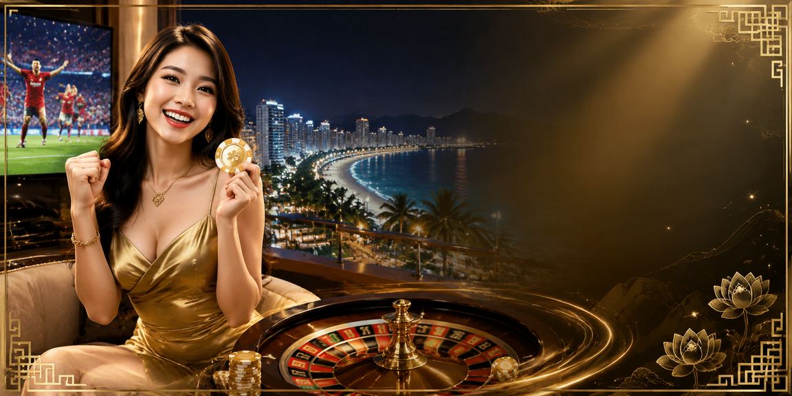 Không gian giải trí casino trực tuyến tại Việt Nam với ánh đèn neon lung linh về đêm